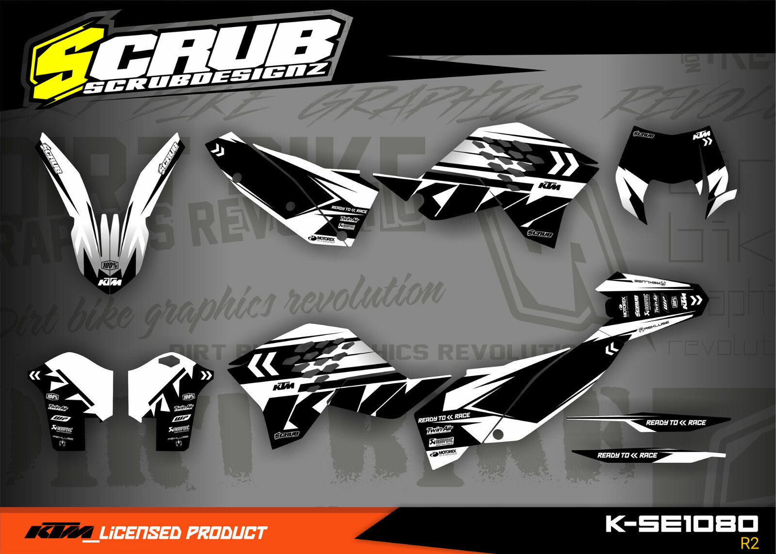 KTM graphics EXC 125 200 250 300 400 450 530 2008 2009 2010 2011 SCRUB