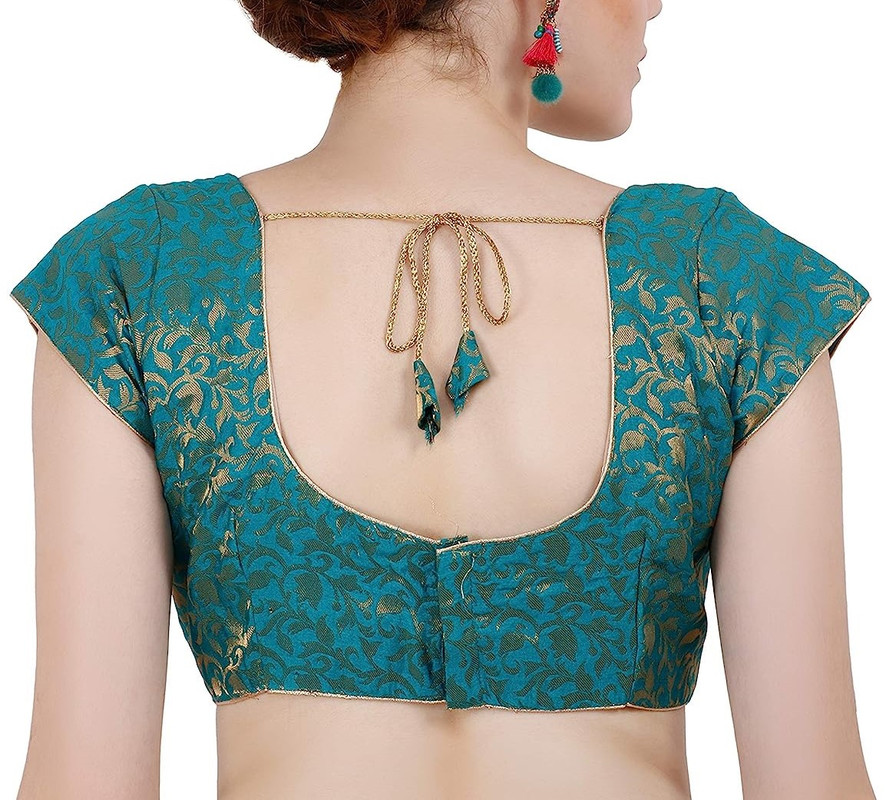 Women's Handmade Brocade Blouse Short Sleeve Saree Blouse Tunic Crop Top Choli - Picture 128 of 146