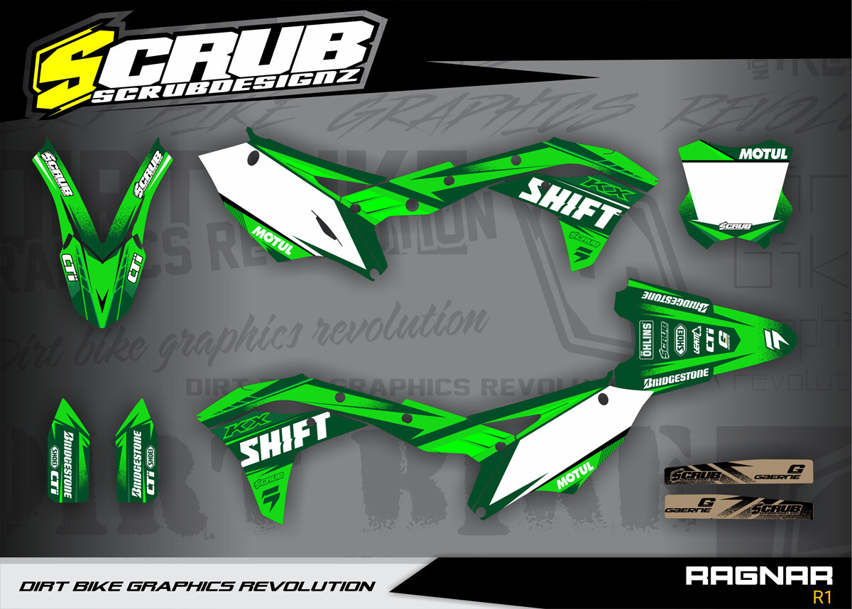 Kawasaki KX250f Graphics 2017 2018 2019 2020 Decals Stickers SCRUB KX 250