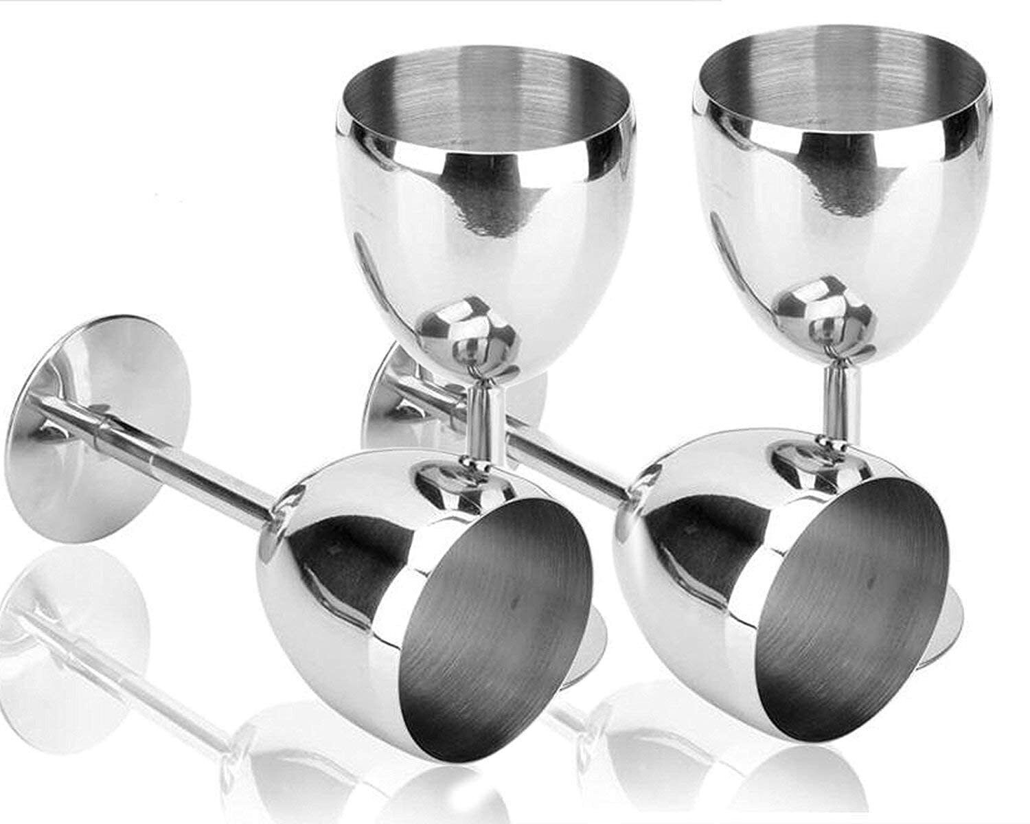 Stainless Steel Unbreakable Goblet Wine Glass Set 250 ml US eBay