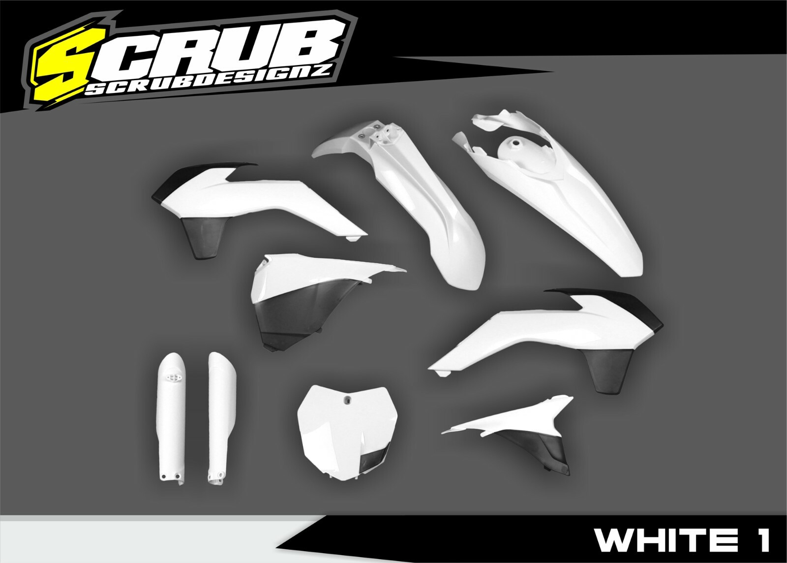 Plastics Kit White Black KTM SX SX-F XC XC-F 2015 125-150-250-300-350-450-505