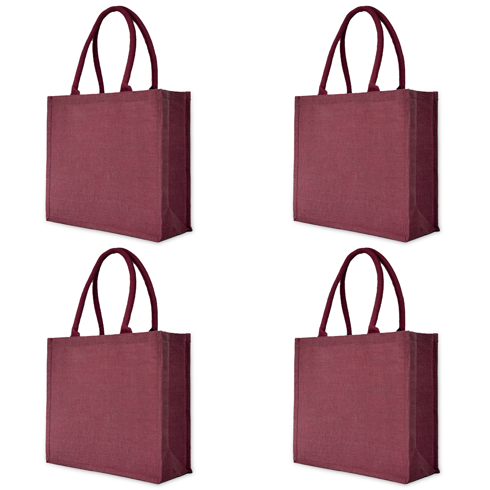 Jucobee Juco Tote Bags –Set of 4 in Deep Red, Pink, Green & Orange, 14″x16″x6″