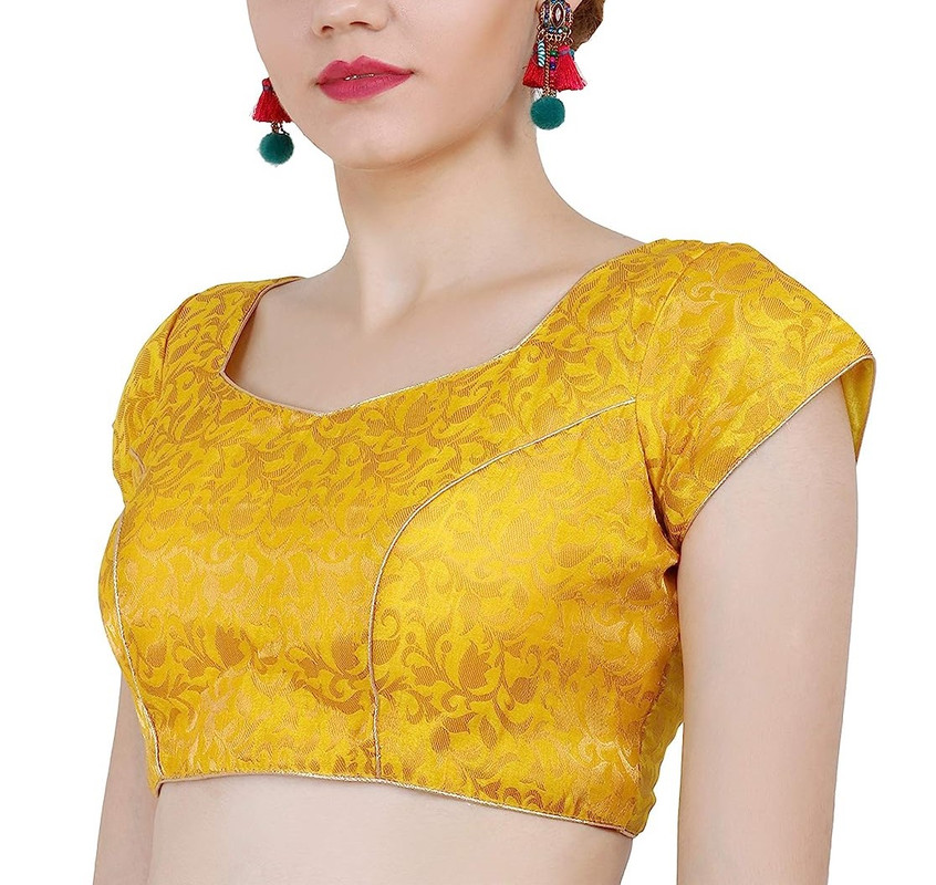 Women's Handmade Brocade Blouse Short Sleeve Saree Blouse Tunic Crop Top Choli - Picture 137 of 146