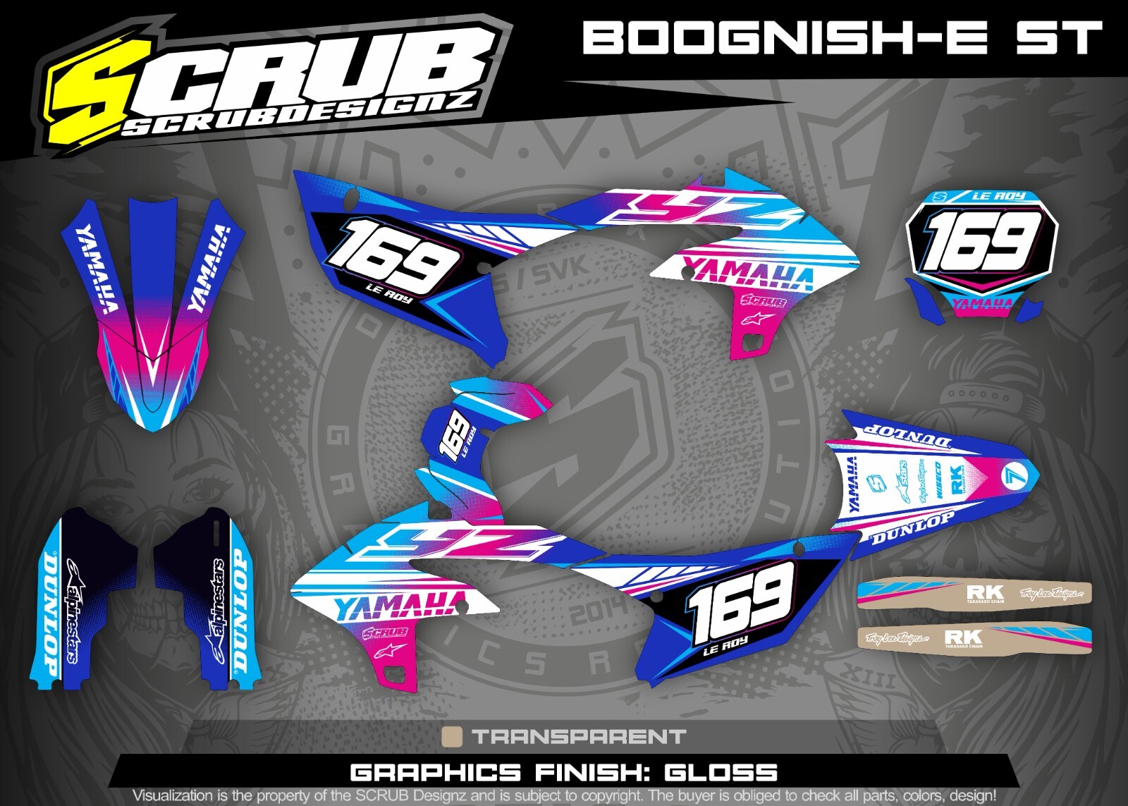 Plastics + Graphics Yamaha YZ450F 2023-2024 YZ250F 2024 Custom race number+name