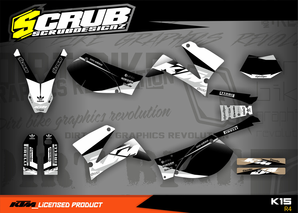 KTM graphics SMC 625 640 660 LC4 1999 2000 2001 2002 2003 2004 decals SCRUB