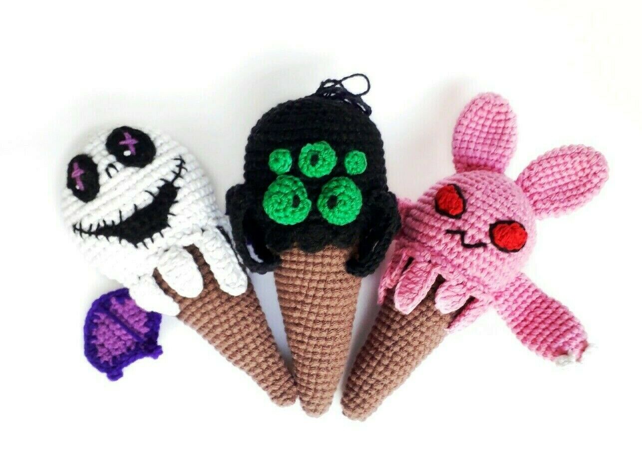 Amigurumi zombie horror conejito araña fantasma helado decoración de Halloween