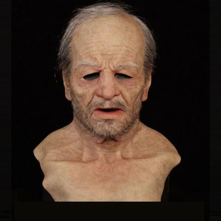 Breaking Bad alte weiße lebensechte Maske Glatze Bart alter Mann Cosplay Halloween Requisiten - Bild 18 von 31