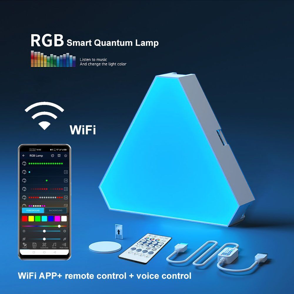 LED Triangular Quantum Lamp RGB Wall Lamp Smart Rhythm Background Light Night