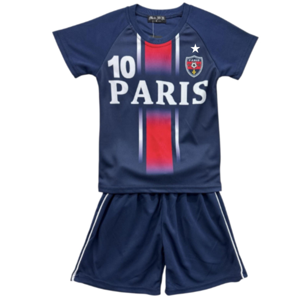 Kids' Football Jersey and Shorts Set - Paris Inspired - Navy Blue - Picture 7 of 8