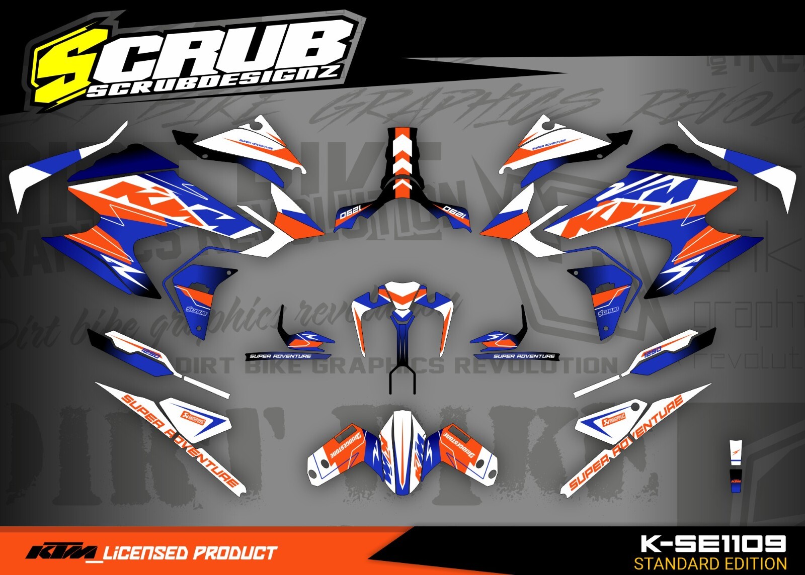 KTM SUPER ADVENTURE 1290 R S 2021 2022 2023 Graphics Decals Stickers SCRUB