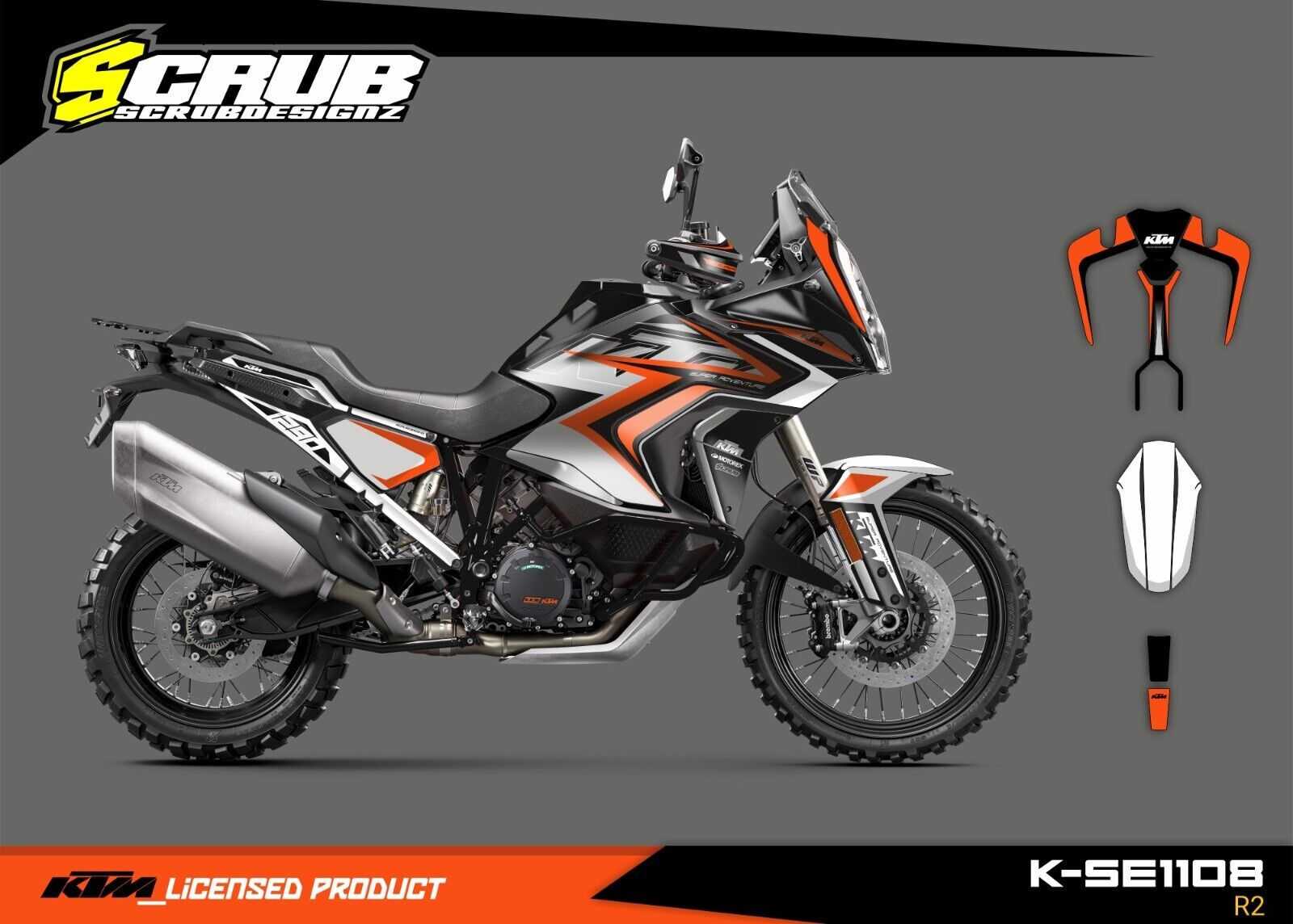 KTM SUPER ADVENTURE 1290 R S 2021 2022 2023 Graphics Decals Stickers SCRUB