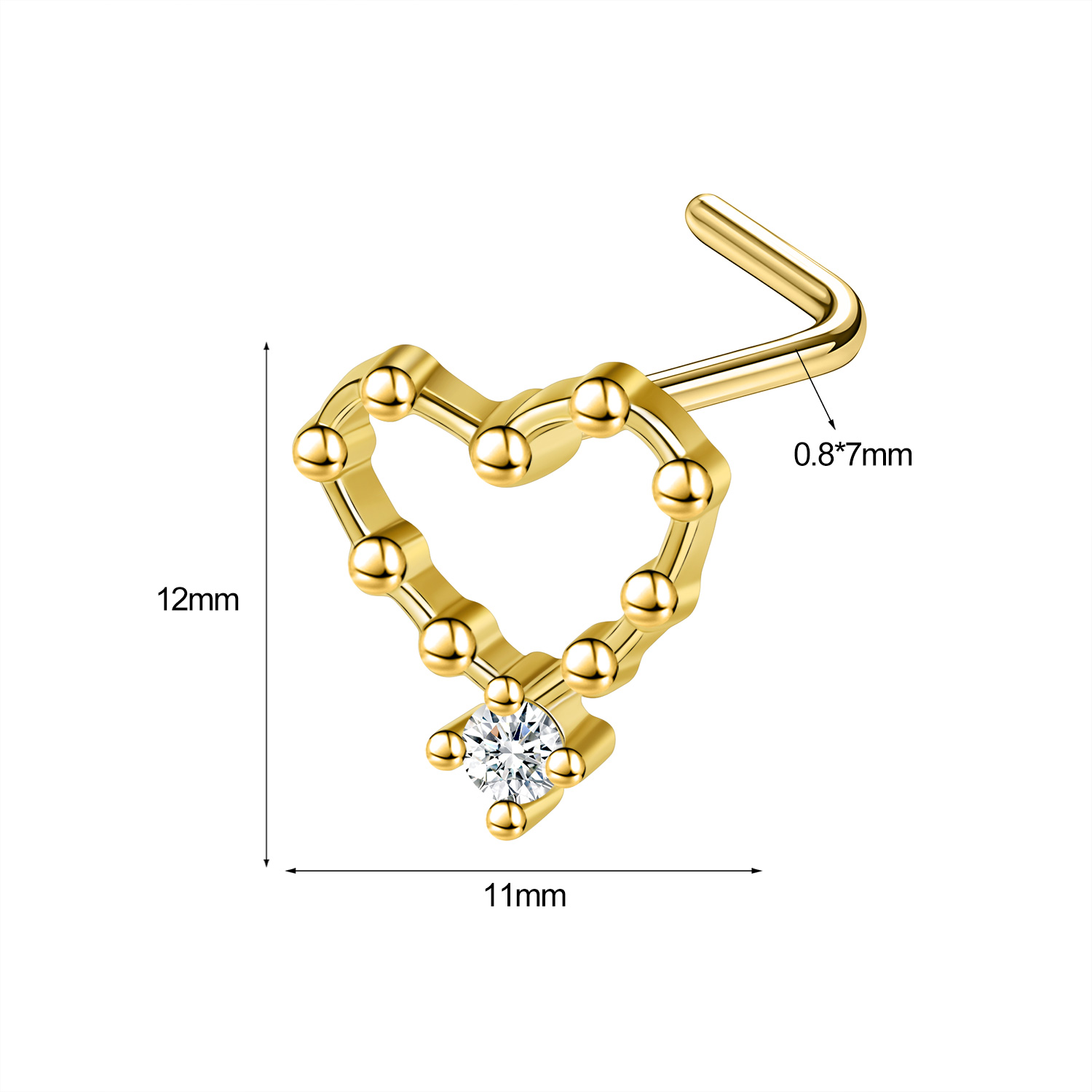 1 Pc 20G Stainless Steel L-Shape Nose Studs CZ Dangle Nostril Piercing Jewelry - Picture 58 of 117