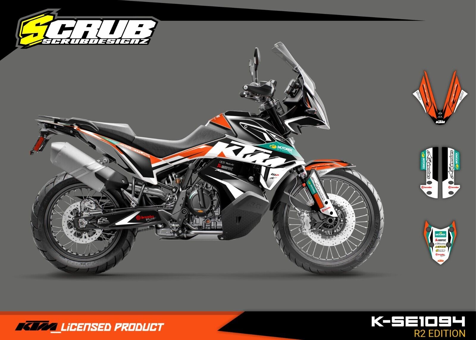 KTM ADVENTURE 2019-2022 790R 890R Rally Graphics Decals Stickers SCRUB