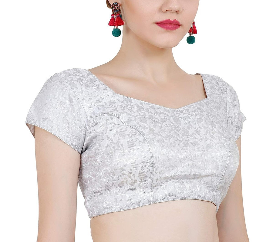 Women's Handmade Brocade Blouse Short Sleeve Saree Blouse Tunic Crop Top Choli - Picture 118 of 146