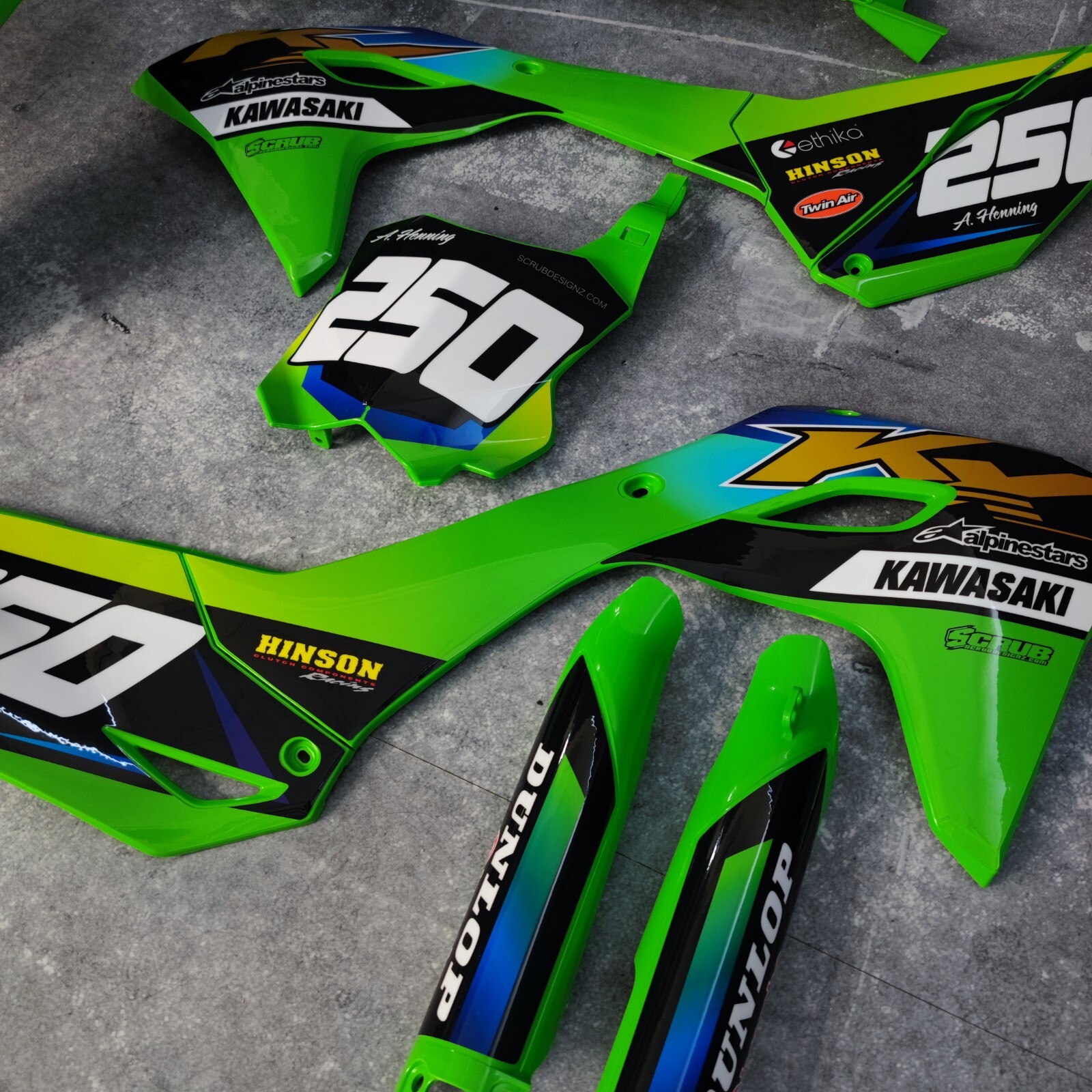 Plastics + Graphics Kawasaki KX450 2024-2025 KX250 2025 KXF Custom race number