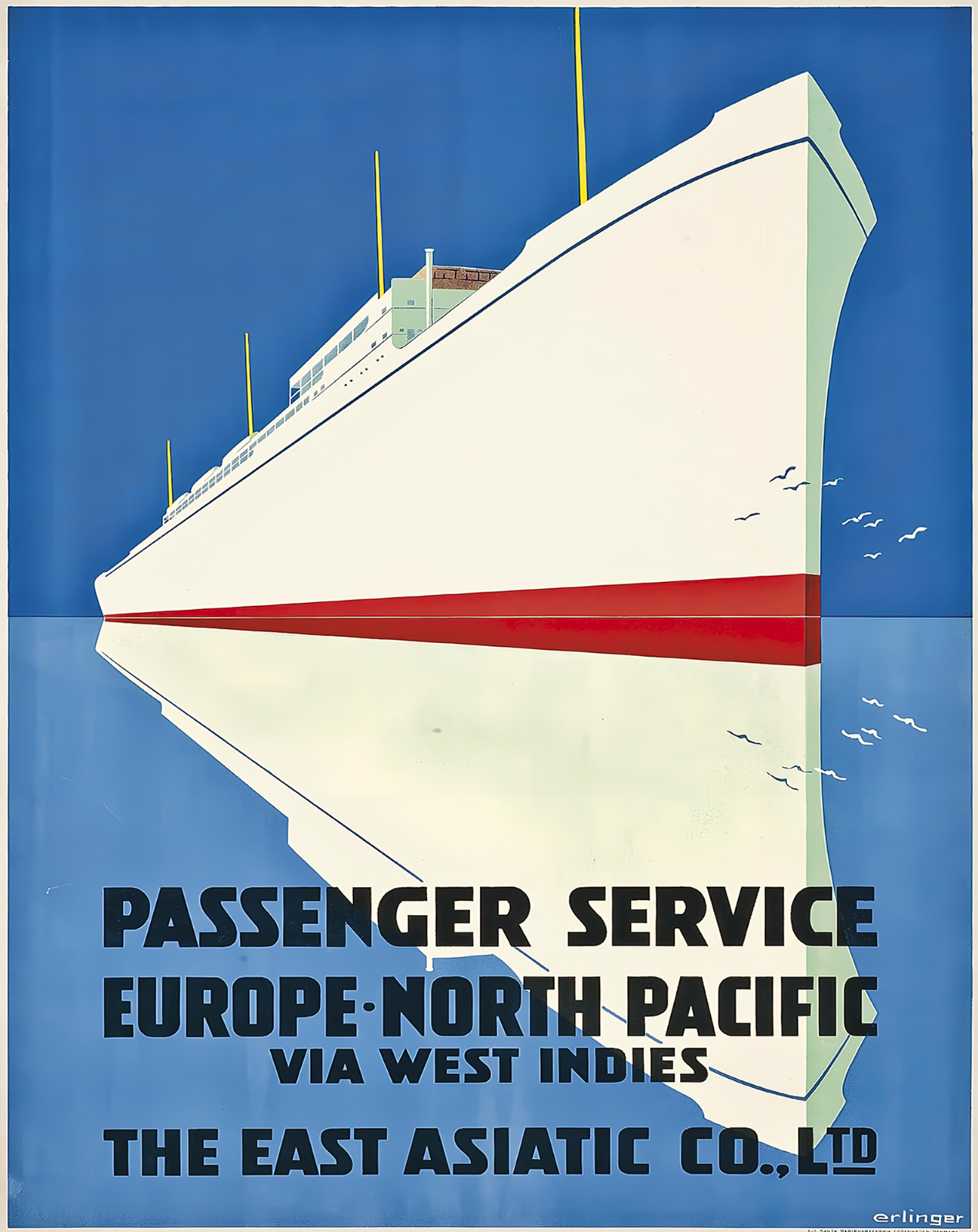 East Asiatic Co. Poster Ocean Liner Passenger Service – 12X16/16X20/18X24/24X36