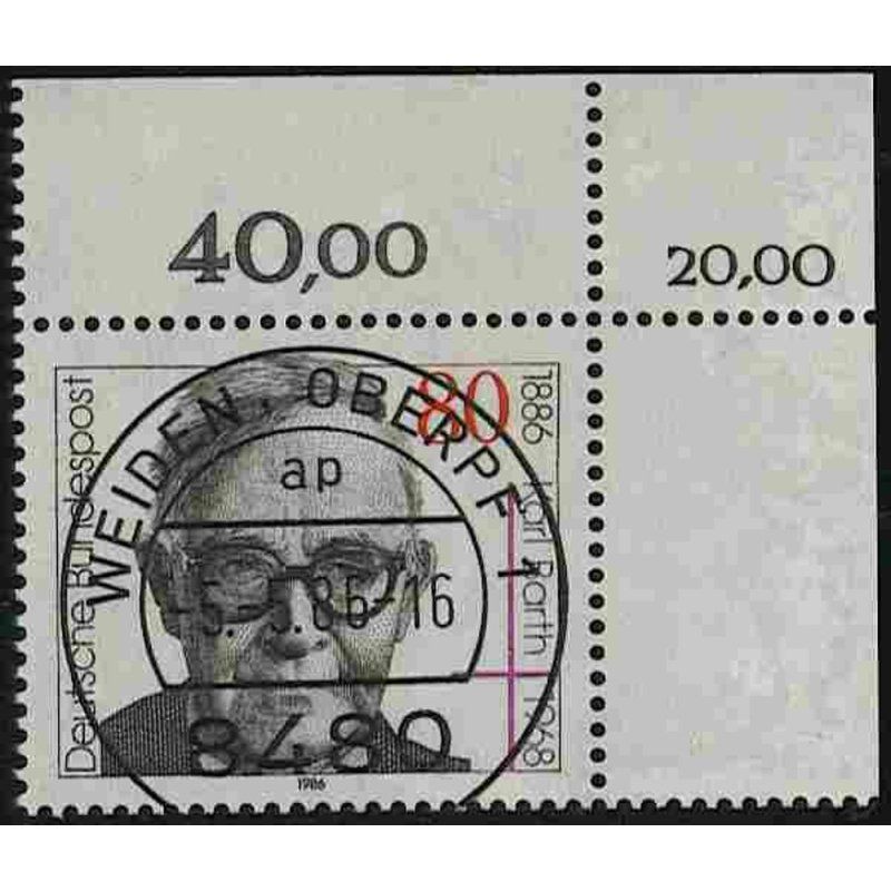 Federal Republic of Germany 1986, Mich.-No.: 1282, stamped corner edge KBWZ…