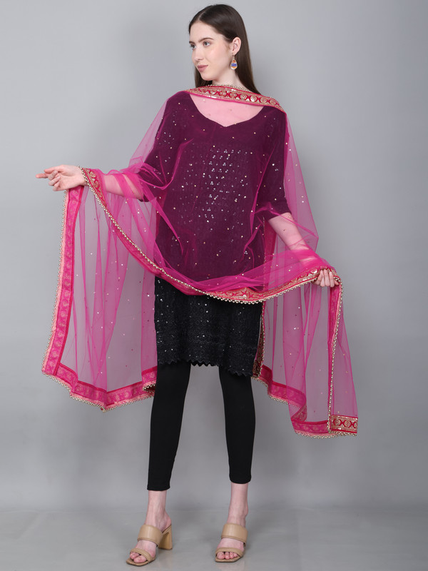 Way2Like Net Bridal Dupatta Embroidered Scarf Hijab Wedding Party Wear For Women - Picture 24 of 42
