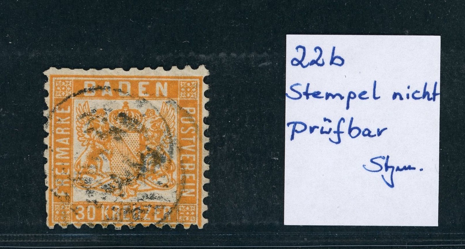Baden Michel number 22b stamped – stamp not verifiable