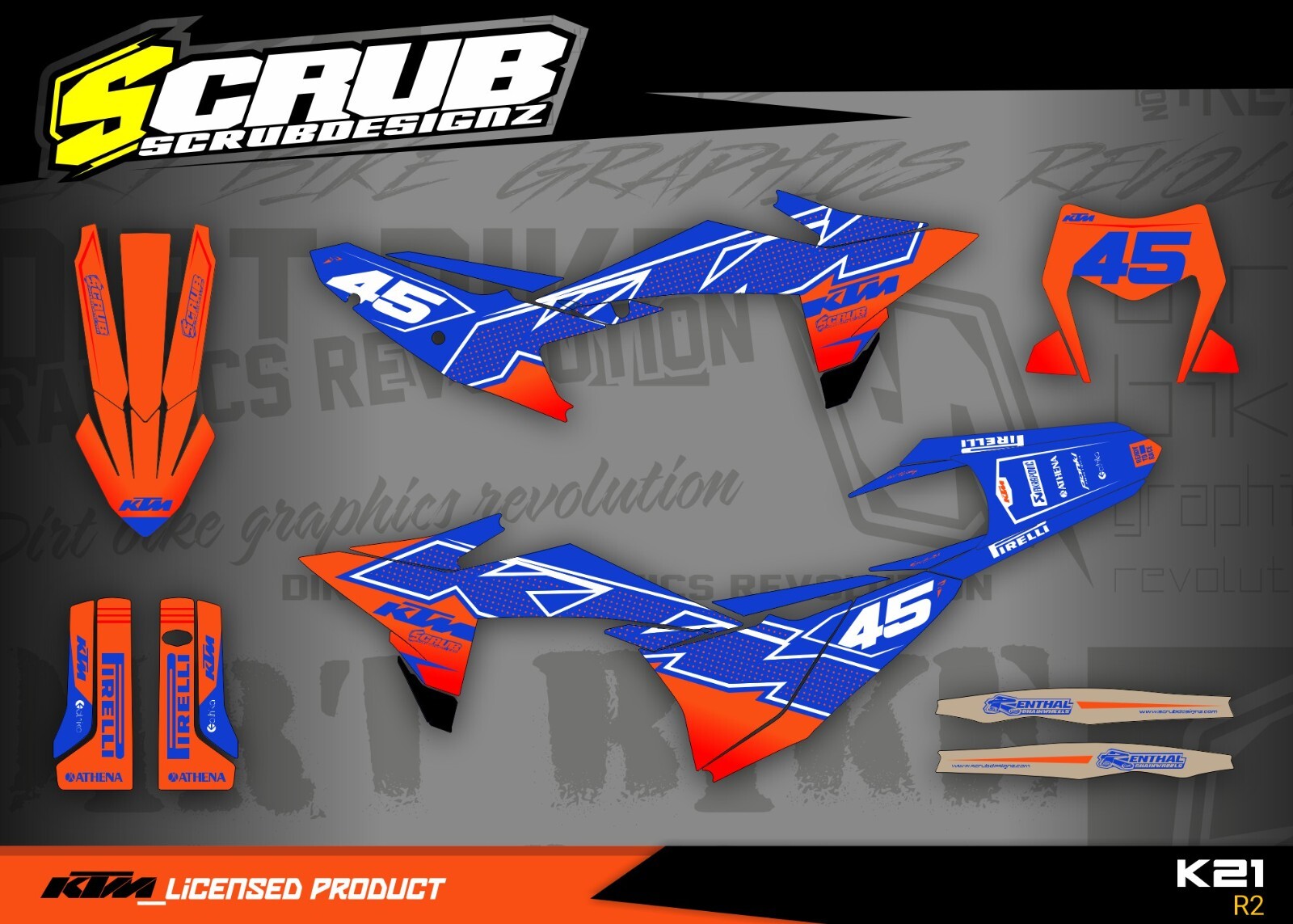Plastics + Graphics KTM 2024 2025 XC-W XCF-W EXC EXC-F Orange Blue Restyle
