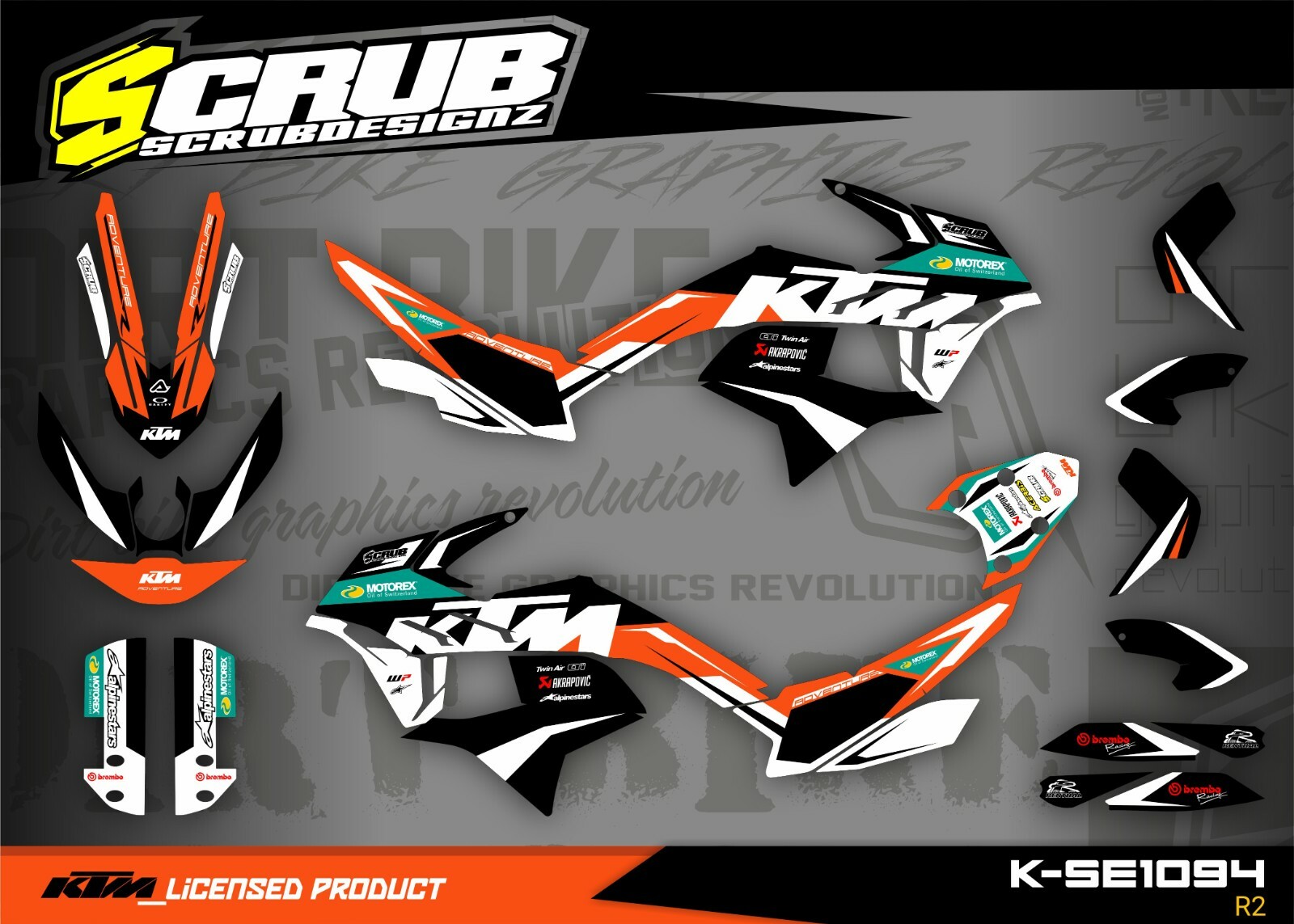 KTM ADVENTURE 2019-2022 790R 890R Rally Graphics Decals Stickers SCRUB