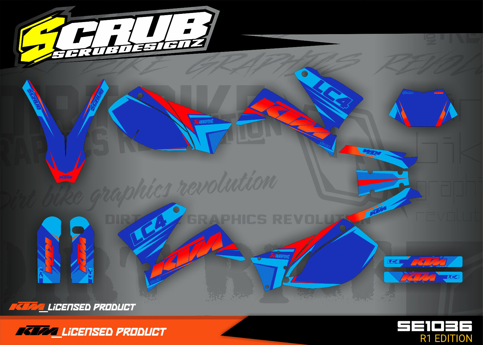 KTM graphics SMC 625 640 660 LC4 1999 2000 2001 2002 2003 2004 decals SCRUB