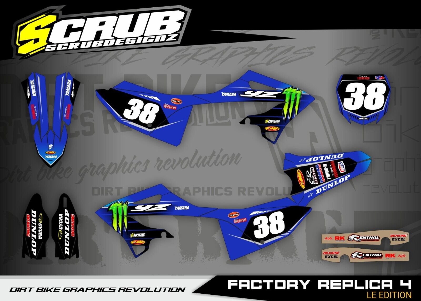 Yamaha YZ85 2022 2023 2024 Graphics Decals Stickers kit YZ 85 Race Number