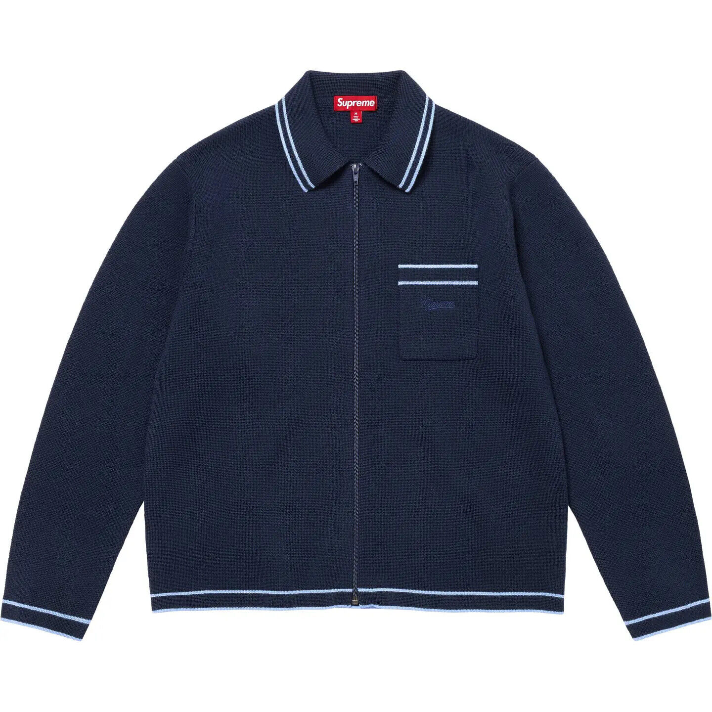 Supreme Zip Up Polo Sweater Black White Navy Burnt Orange 4colors