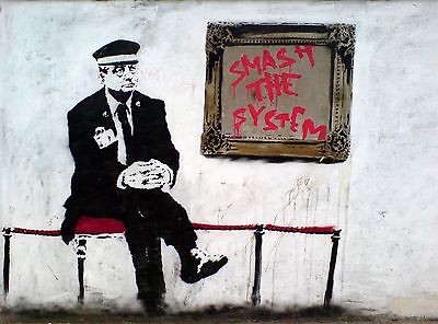 BANKSY SMASH THE SYSTEM GRAFFITI GICLEE PRINT FINE CANVAS - Picture 4 of 4