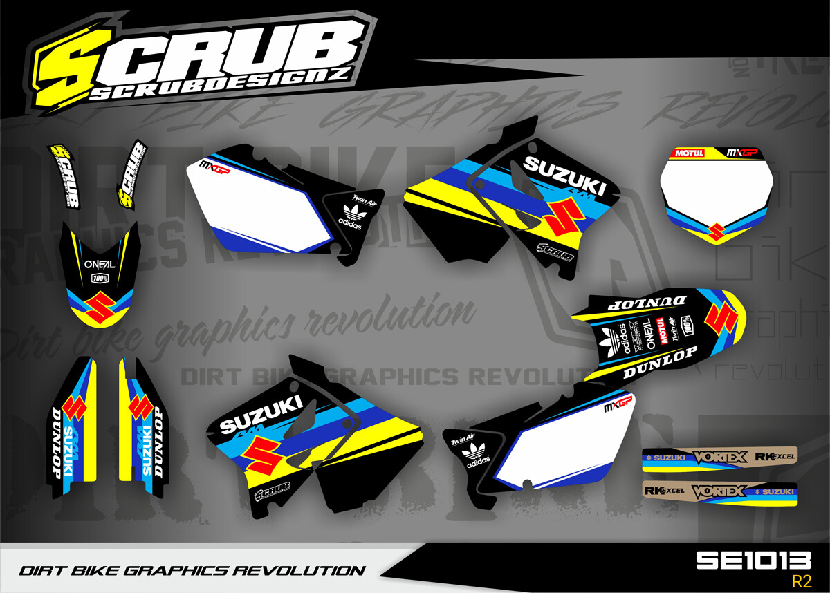 Graphics RM125 RM250 2001 - 2008 Suzuki SCRUB decals RM 125 250