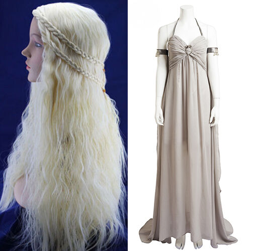 Juego de Tronos Daenerys Dany Cosplay Disfraz Vestido de Noche Peluca Outfit ...