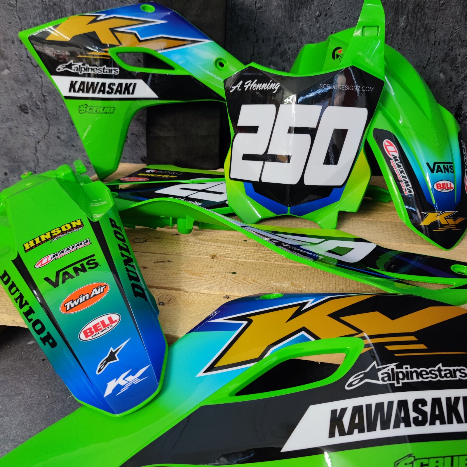 Plastics + Graphics Kawasaki KX450 2024-2025 KX250 2025 KXF Custom race number