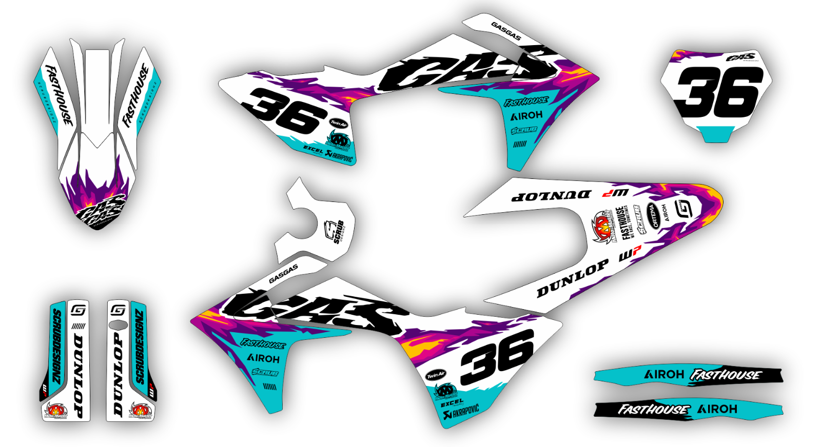 Gas Gas MC MC-F 2024 Graphics decals stickers kit GASGAS '24 Race Number