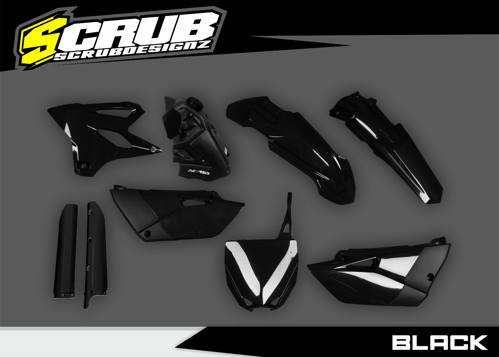 Yamaha Plastics + TANK YZ85 2015 2016 2017 2018 SCRUB YZ 85 BLACK