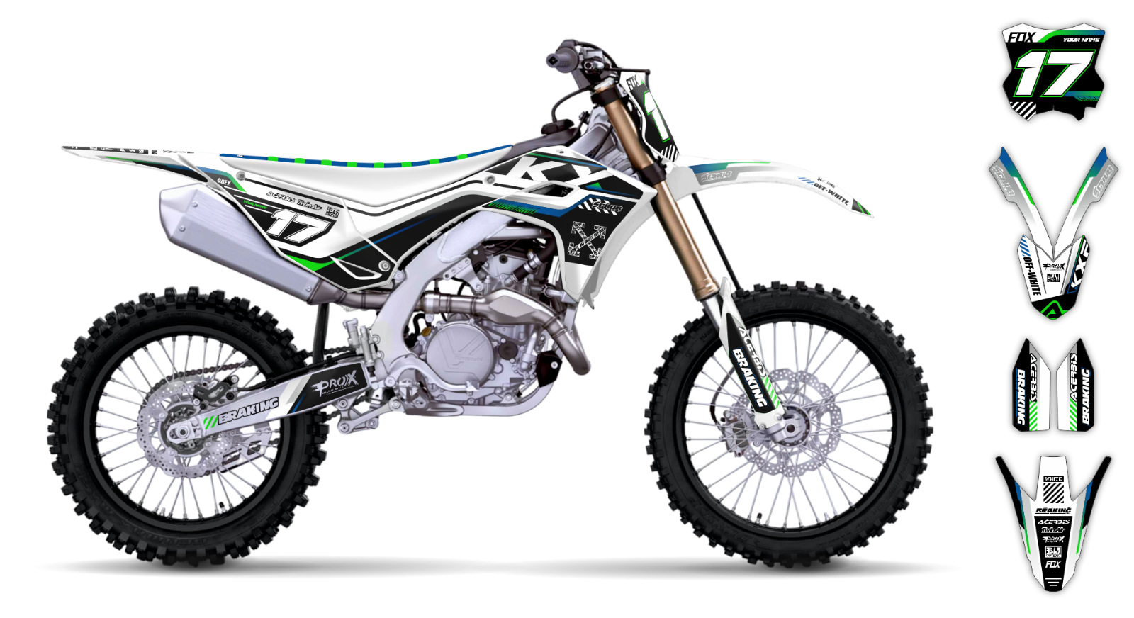Graphics kit Kawasaki  KX250 2025 + KX450 2024 2025 Stickers Decals KX450X