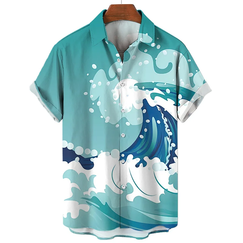 Japanese Sea Ocean Wave Graphic Shirt Men Women 3D Print Hawaiian Beach Shirts - Picture 45 of 91
