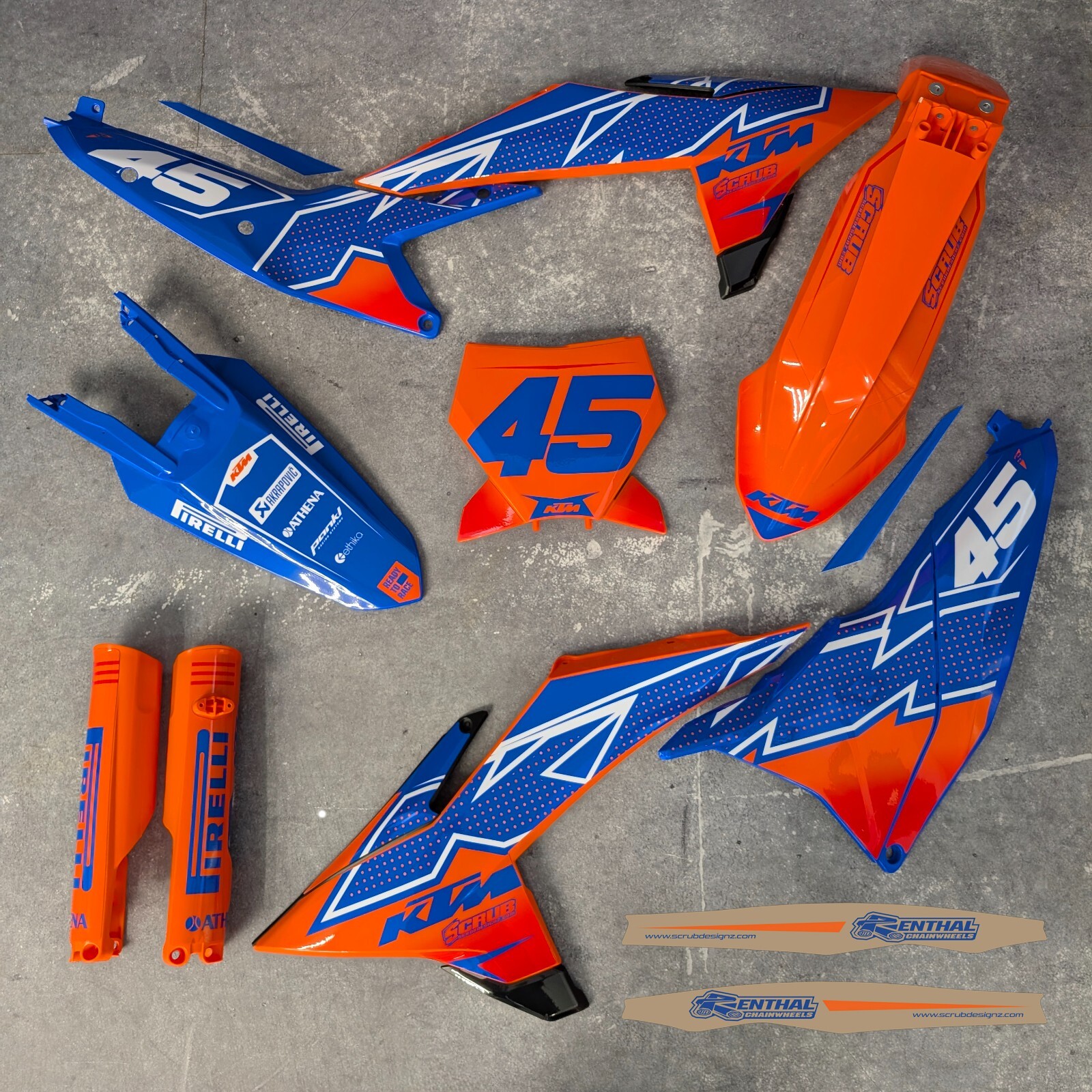 Plastics + Graphics KTM 2023 2024 2025 SX SX-F XC XC-F Orange Blue Restyle