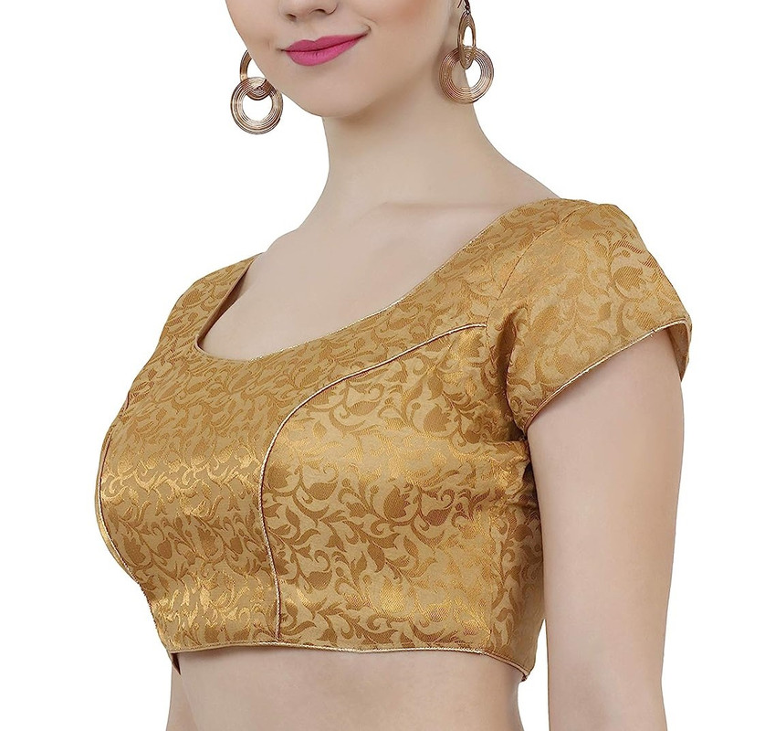 Women's Handmade Brocade Blouse Short Sleeve Saree Blouse Tunic Crop Top Choli - Picture 37 of 146