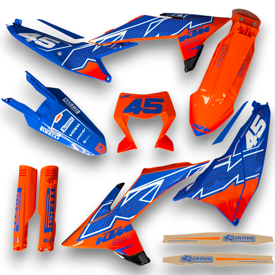 Plastics + Graphics KTM 2024 2025 XC-W XCF-W EXC EXC-F Orange Blue Restyle