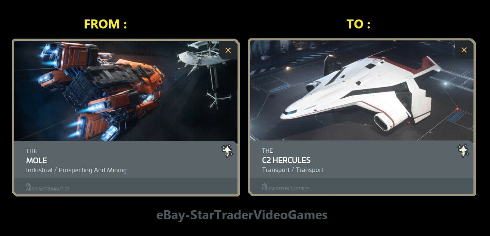 STAR CITIZEN - SHIP UPGRADE TO CRUSADER C2 HERCULES - CCU SELECTION | eBay