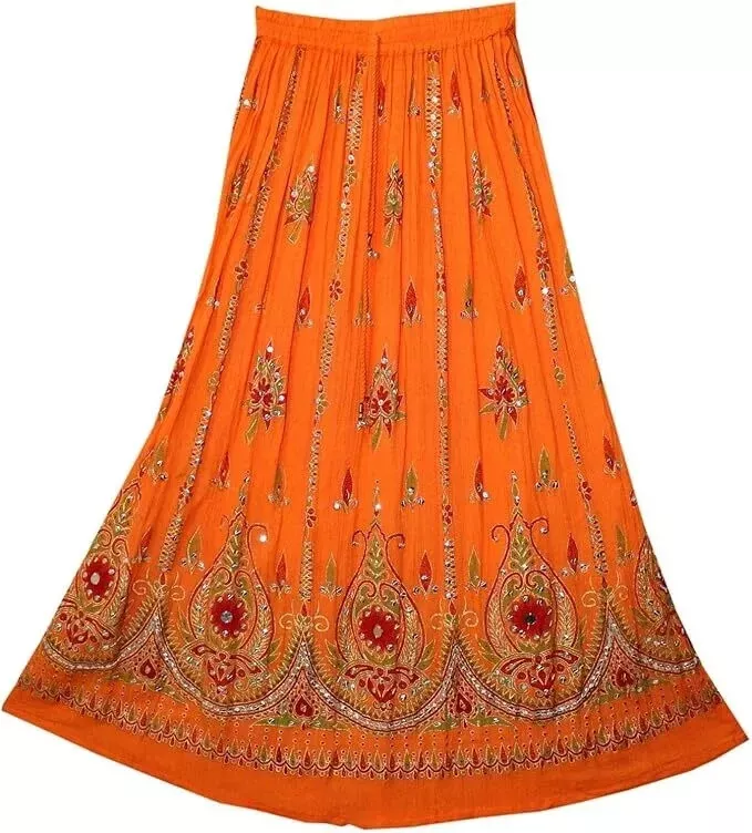 Women's Skirt Sequin Crinkle Handmade Gypsy Long Lehenga Hippie Boho Maxi Skirts - Bild 9 von 30