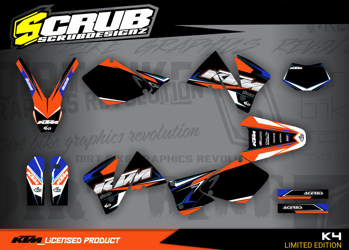 KTM graphics EXC 125 200 250 300 380 400 520 1998 2002 decal EXCf SCRUB