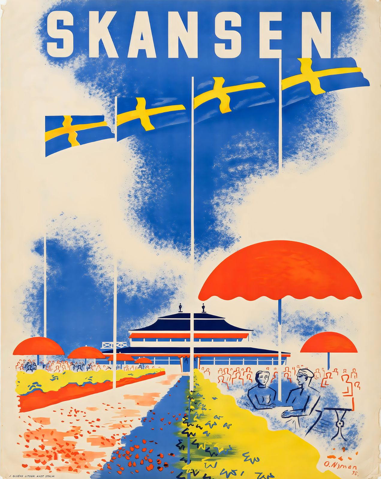 Skansen Sweden Poster O. Nyman Park Travel Wall Art – 12X16/16X20/18X24/24X36
