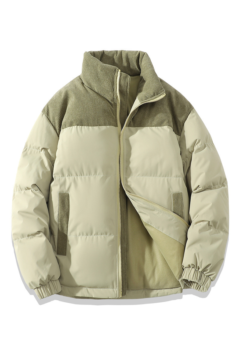 Winter Stand Collar Contrast-colored Coat Cotton Padded Jacket For Men Women Clo - Picture 21 of 53