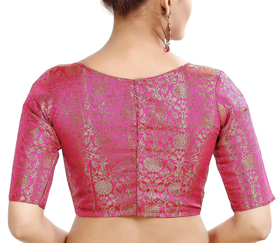 Women's Brocade Saree Blouse Bollywood Ethnic Lehenga Crop Top Tunic Partywear - Picture 56 of 98