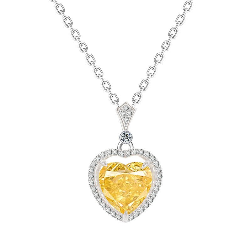 Yellow Crystal Sterling Silver Necklace For Girls Women FASHION JEWELRY Gift
