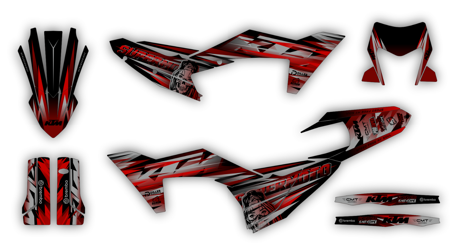 KTM Graphic SX SXF 2023 2024 125 250 300 350 450 Decals XC XCf FULL CHROME