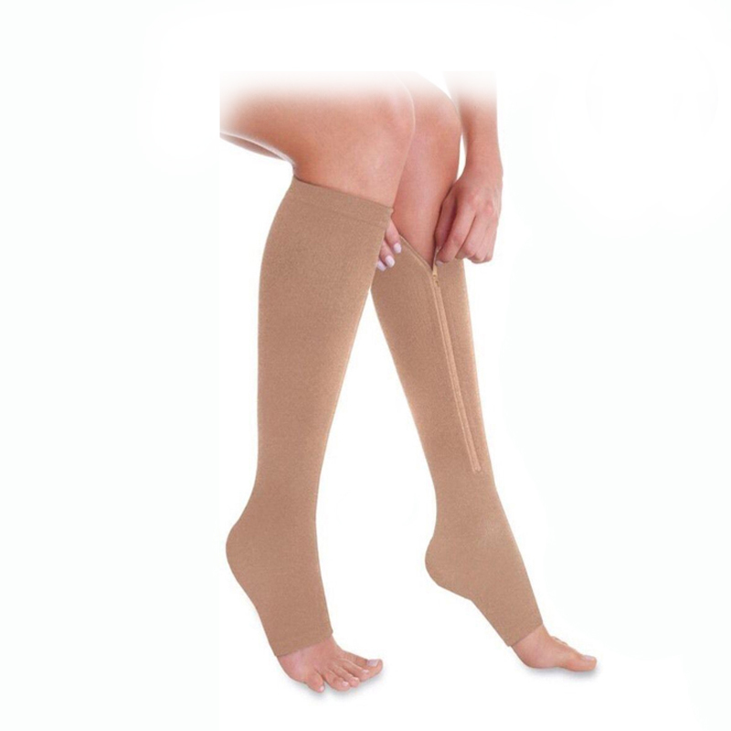 Zipper Compression Socks Calf Knee High Open Toe Compression Stocking- 1 Pair - Picture 10 of 10