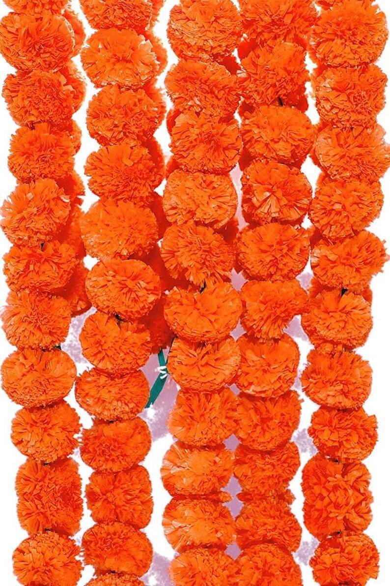 Indian Wedding Flower Garlands Diwali Home Decoration40 Pc Artificial Marigold