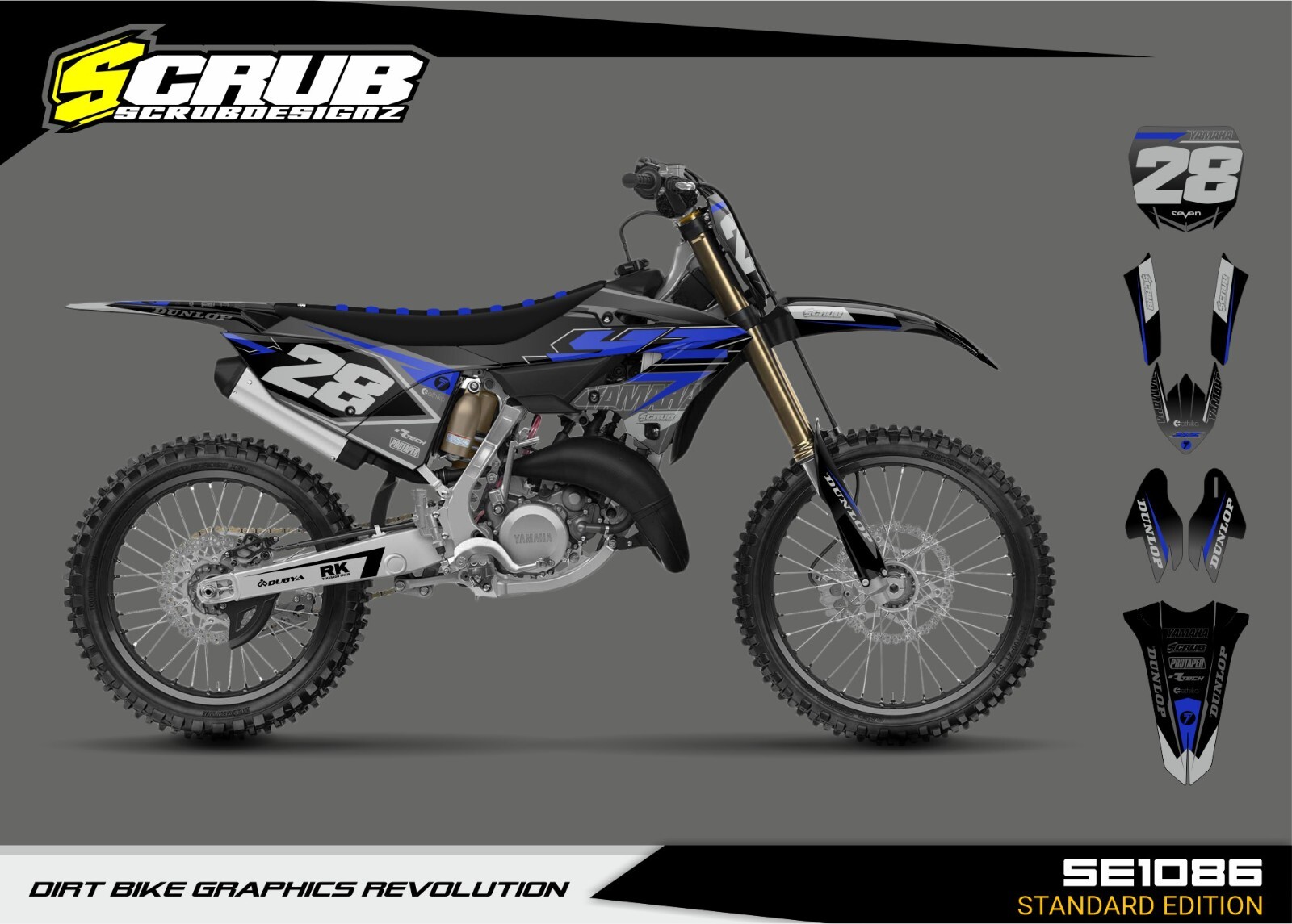 Graphics YZ125 YZ250 Yamaha 2022 2023 2024 Decals Stickers Race Number